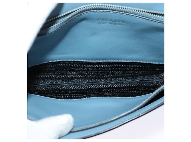 PRADA Shoulder Bag Leather Light Blue Silver Auth 118618 Silvery - view 11