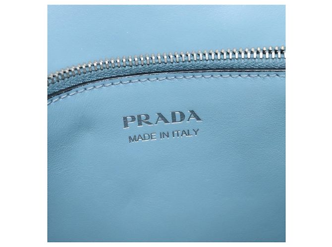 PRADA Shoulder Bag Leather Light Blue Silver Auth 118618 Silvery - view 19