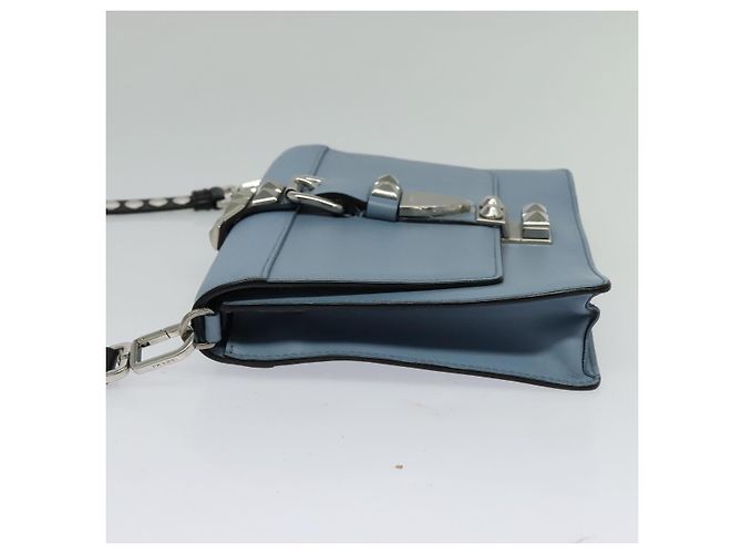 PRADA Shoulder Bag Leather Light Blue Silver Auth 118618 Silvery - view 3