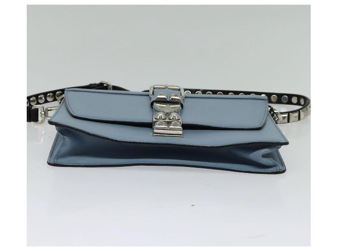 PRADA Shoulder Bag Leather Light Blue Silver Auth 118618 Silvery - view 5