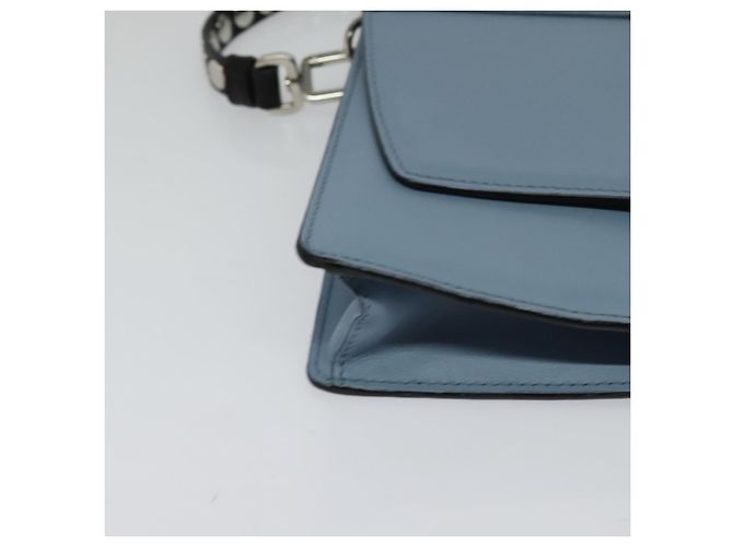 PRADA Shoulder Bag Leather Light Blue Silver Auth 118618 Silvery - view 9