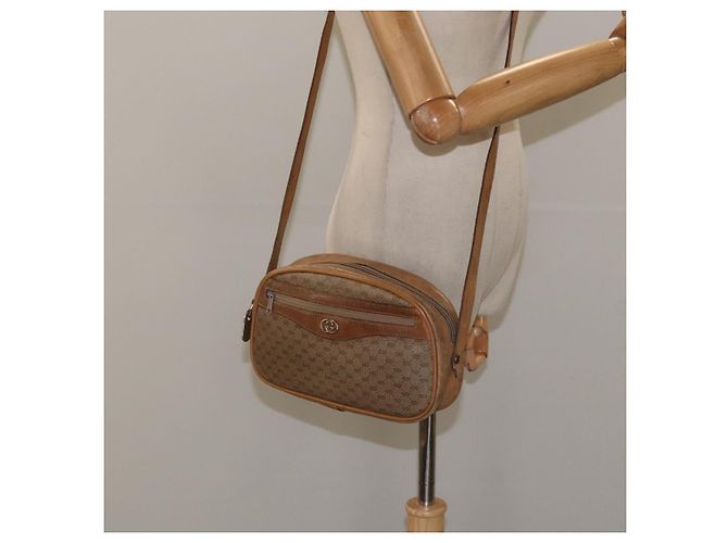 Gucci Borsa a spalla Micro GG Supreme PVC Beige Oro Auth ti3123 D'oro - vista 23