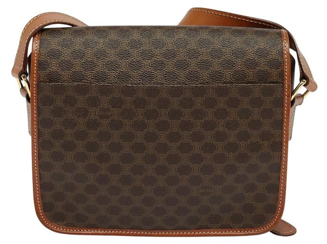 Céline Borsa a spalla in tela Macadam CELINE in pelle PVC marrone oro Auth 126035 D'oro - vista 2