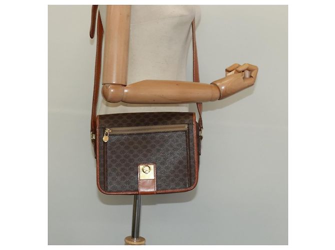 Céline Borsa a spalla in tela Macadam CELINE in pelle PVC marrone oro Auth 126035 D'oro - vista 22