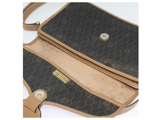 Borsa a spalla in tela a nido d'ape Christian Dior PVC marrone oro Auth BA2701 D'oro - vista 10