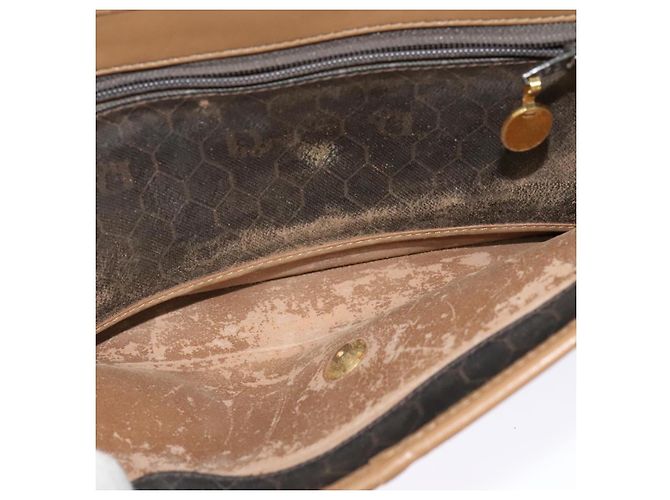Borsa a spalla in tela a nido d'ape Christian Dior PVC marrone oro Auth BA2701 D'oro - vista 11