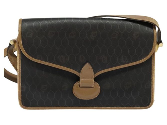 Borsa a spalla in tela a nido d'ape Christian Dior PVC marrone oro Auth BA2701 D'oro - vista 13
