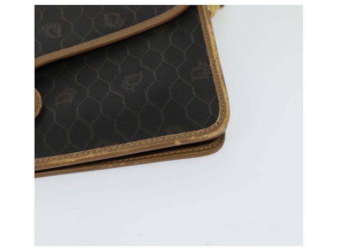 Borsa a spalla in tela a nido d'ape Christian Dior PVC marrone oro Auth BA2701 D'oro - vista 14