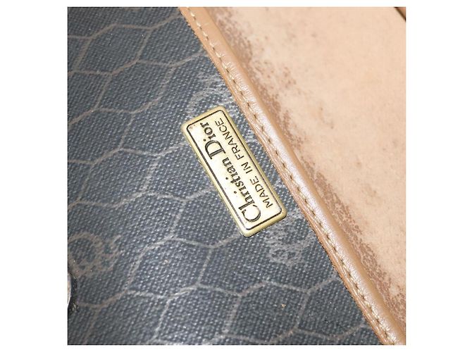 Borsa a spalla in tela a nido d'ape Christian Dior PVC marrone oro Auth BA2701 D'oro - vista 17