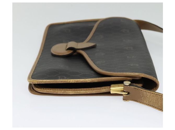Borsa a spalla in tela a nido d'ape Christian Dior PVC marrone oro Auth BA2701 D'oro - vista 4