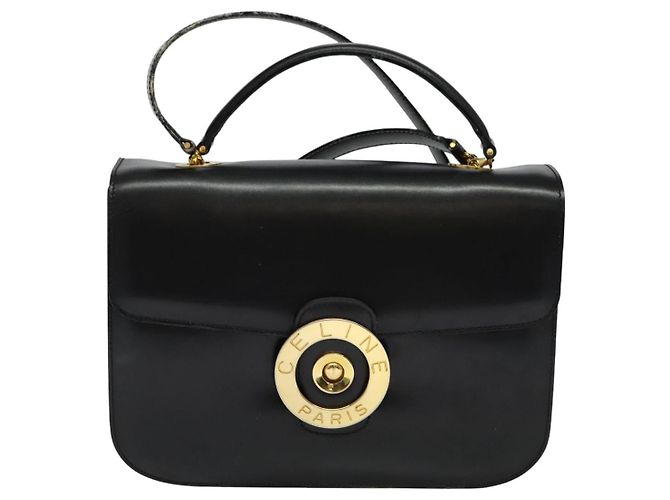 Edge Céline Borsa a mano CELINE in pelle 2 vie nera e oro Auth 125900 Nero D'oro - vista 13