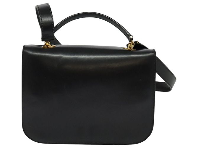 Edge Céline Borsa a mano CELINE in pelle 2 vie nera e oro Auth 125900 Nero D'oro - vista 2