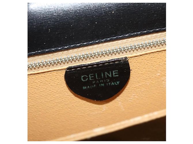 Edge Céline Borsa a mano CELINE in pelle 2 vie nera e oro Auth 125900 Nero D'oro - vista 20