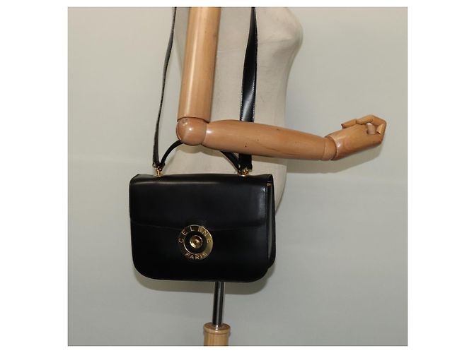 Edge Céline Borsa a mano CELINE in pelle 2 vie nera e oro Auth 125900 Nero D'oro - vista 25