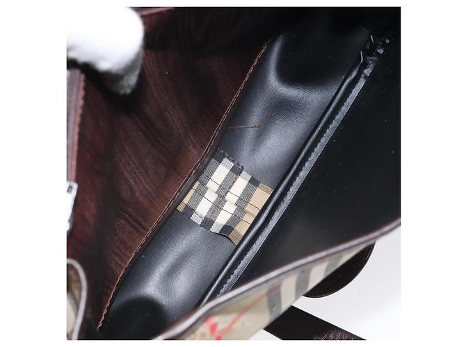 Autre Marque Borsa a spalla Burberrys Nova Check in tela beige oro Auth am8546 D'oro - vista 11
