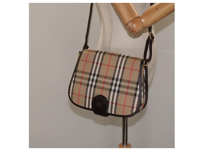 Autre Marque Borsa a spalla Burberrys Nova Check in tela beige oro Auth am8546 D'oro - vista 21