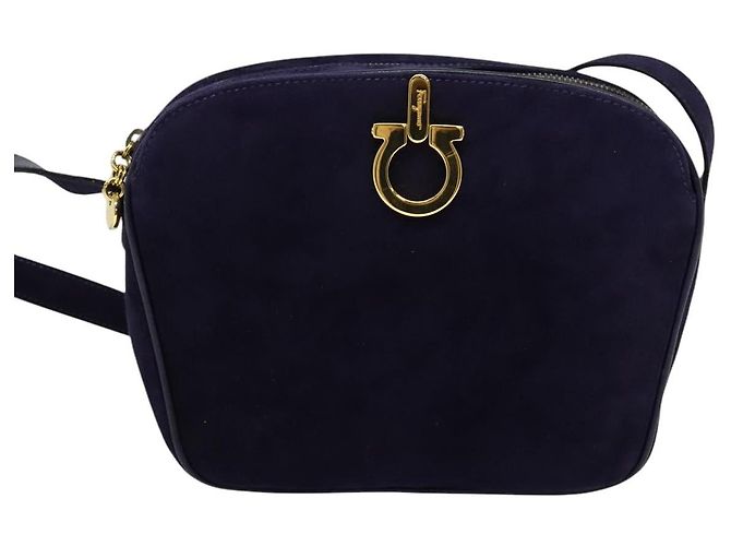 Borsa a Spalla Gancini in Camoscio Viola e Oro Auth 126056 di Salvatore Ferragamo D'oro Porpora - vista 13