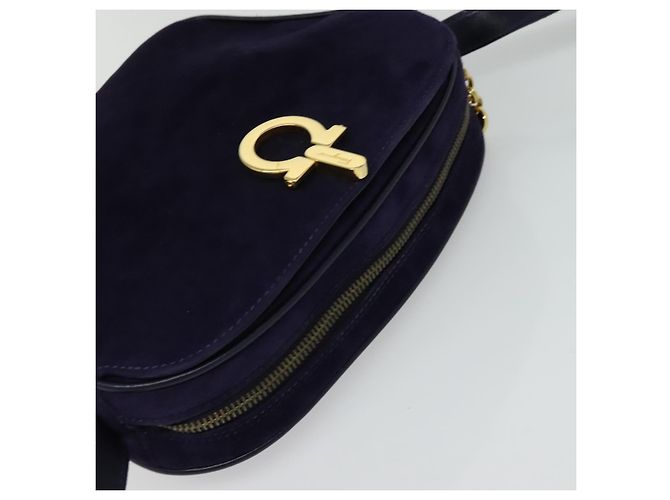 Borsa a Spalla Gancini in Camoscio Viola e Oro Auth 126056 di Salvatore Ferragamo D'oro Porpora - vista 6