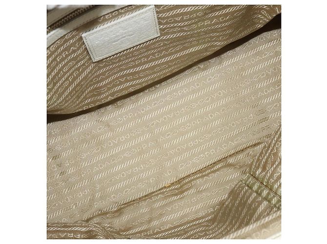 Borsa a Spalla PRADA in Tela Argento Bianco Auth fm4672 - vista 10