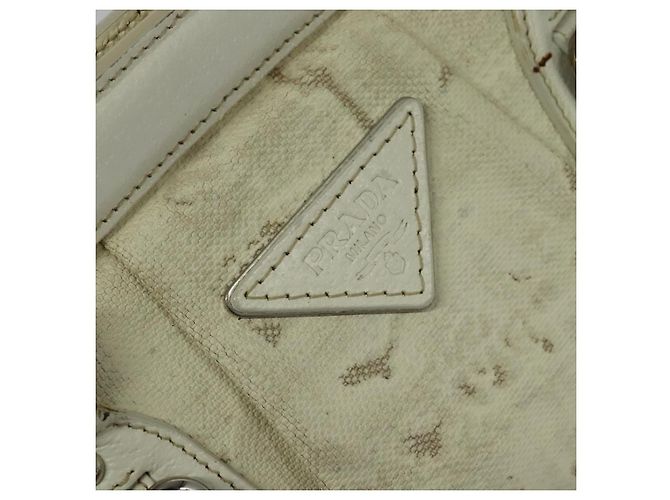 Borsa a Spalla PRADA in Tela Argento Bianco Auth fm4672 - vista 17