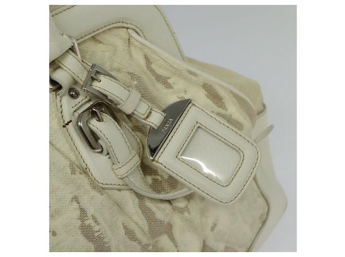 Borsa a Spalla PRADA in Tela Argento Bianco Auth fm4672 - vista 18