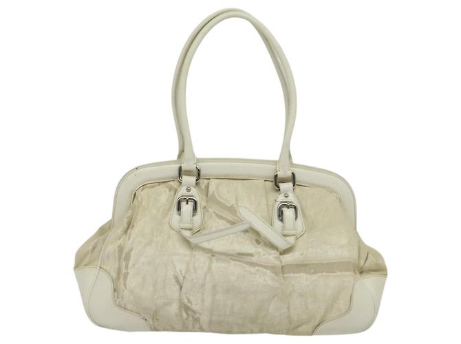 Borsa a Spalla PRADA in Tela Argento Bianco Auth fm4672 - vista 2