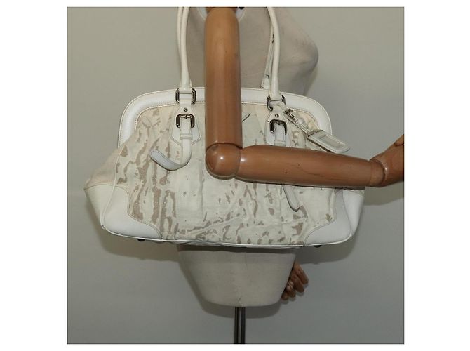 Borsa a Spalla PRADA in Tela Argento Bianco Auth fm4672 - vista 23