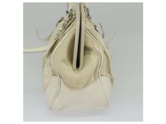 Borsa a Spalla PRADA in Tela Argento Bianco Auth fm4672 - vista 4