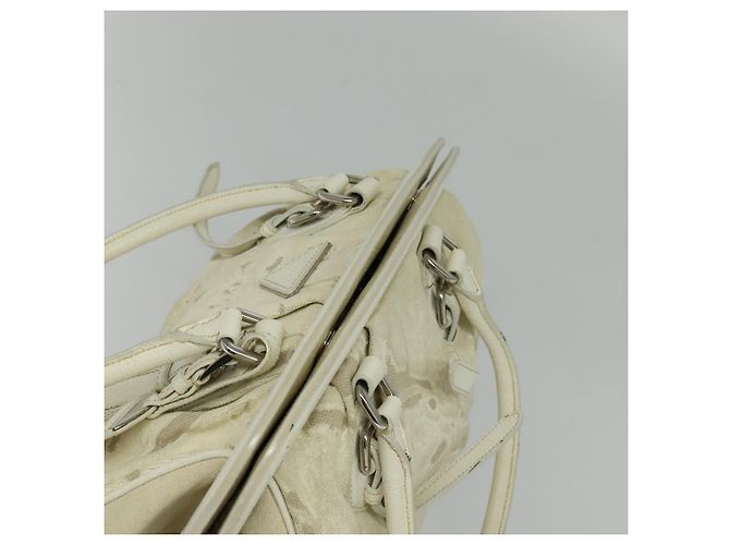 Borsa a Spalla PRADA in Tela Argento Bianco Auth fm4672 - vista 6