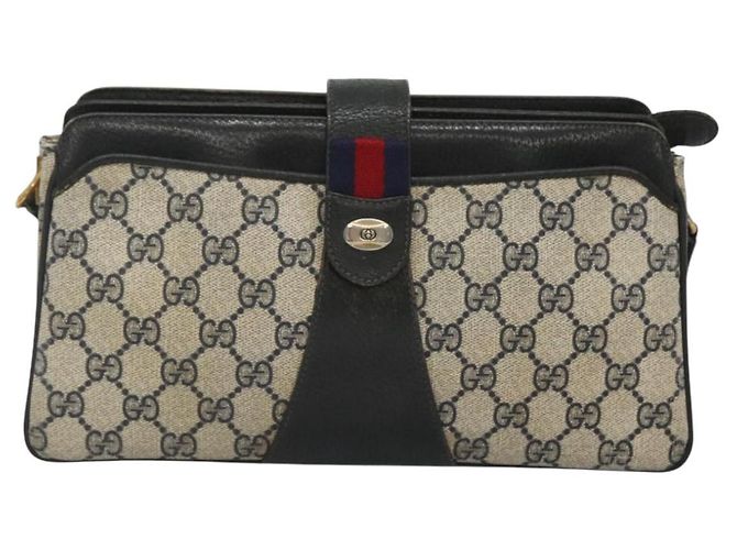 GUCCI GG Supreme Sherry Line Borsa a Spalla PVC Blu Navy Oro 49 02 029 Auth 125566 - vista 13