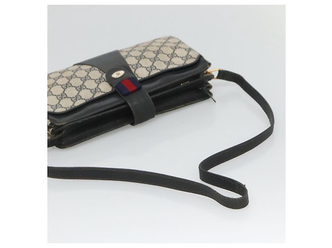 GUCCI GG Supreme Sherry Line Borsa a Spalla PVC Blu Navy Oro 49 02 029 Auth 125566 - vista 7