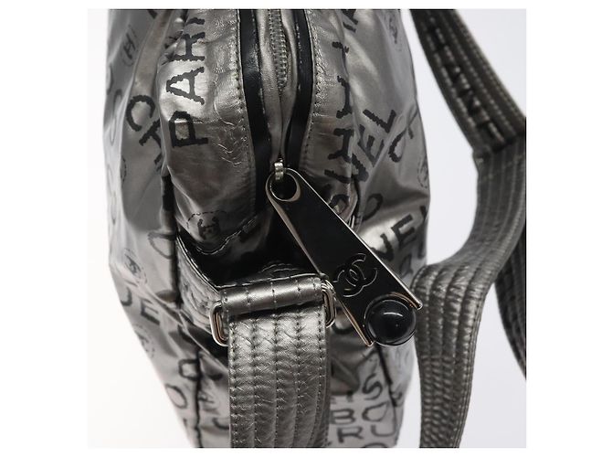 CHANEL Borsa a Spalla Illimitata in Nylon Argento CC Auth 123569 - vista 10