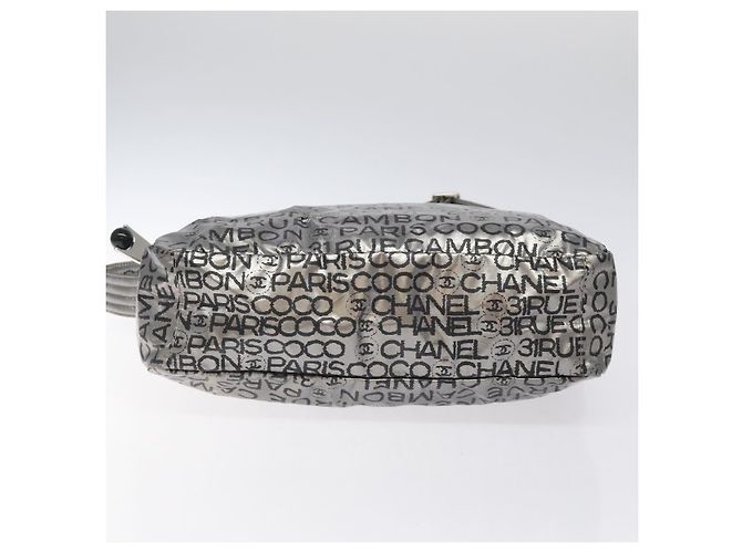 CHANEL Borsa a Spalla Illimitata in Nylon Argento CC Auth 123569 - vista 5