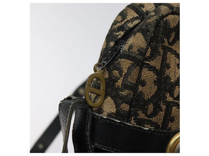 Borsa a spalla in tela Trotter Christian Dior nera e oro Auth 124679 Nero D'oro - vista 10