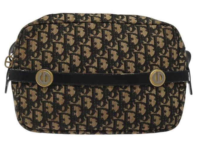 Borsa a spalla in tela Trotter Christian Dior nera e oro Auth 124679 Nero D'oro - vista 13