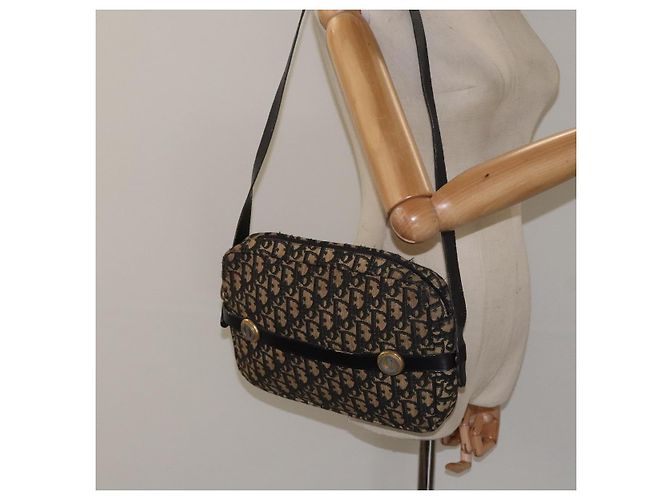 Borsa a spalla in tela Trotter Christian Dior nera e oro Auth 124679 Nero D'oro - vista 19
