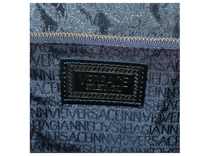 Borsa Vanity in pelle nera e oro VERSACE Auth bs26703 Nero D'oro - vista 11