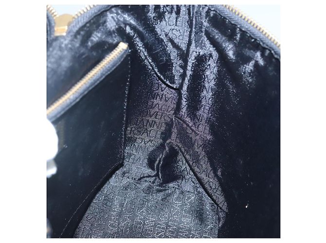 Borsa Vanity in pelle nera e oro VERSACE Auth bs26703 Nero D'oro - vista 17