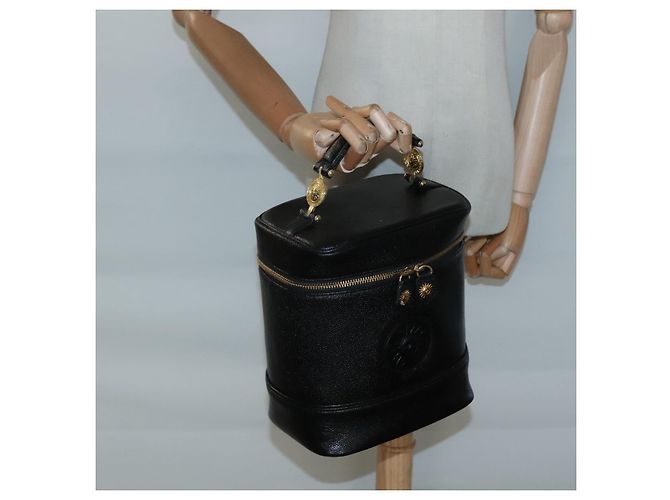 Borsa Vanity in pelle nera e oro VERSACE Auth bs26703 Nero D'oro - vista 20