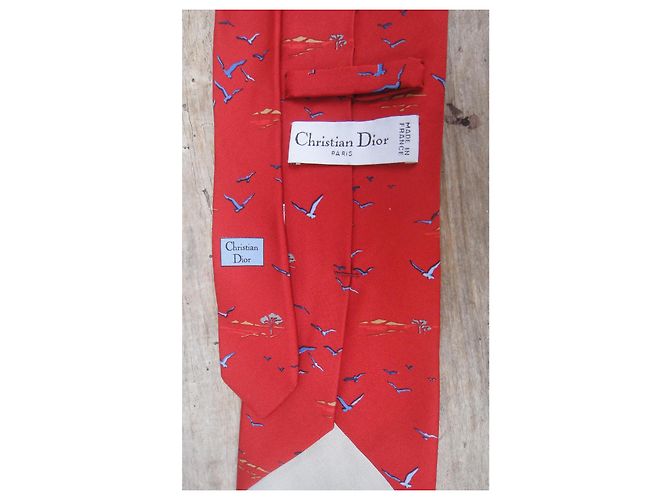 Cravatta Christian Dior Rossa in Seta Rosso - vista 4