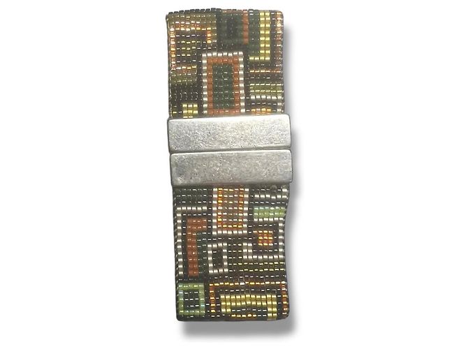 Autre Marque Bracciale di Perline Fatto a Mano Stile Anni 70 Marrone Nero Rosso Multicolore Arancione Giallo - vista 4