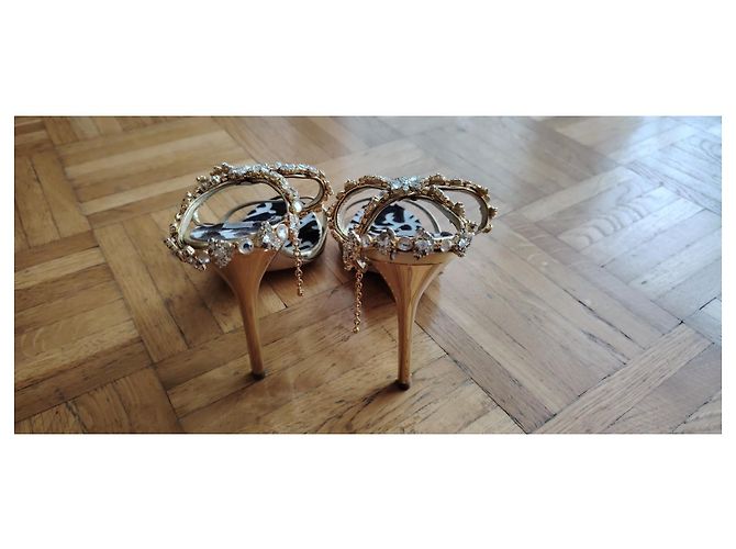 Vicini LEDER-SANDALEN MIT SWAROVSKI. Golden - Ansicht 5
