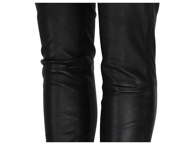 Pantalones de cuero The Row Negro - vista 7