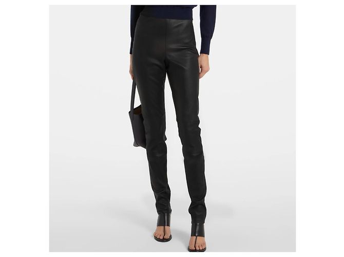 Pantalones de cuero The Row Negro - vista 9