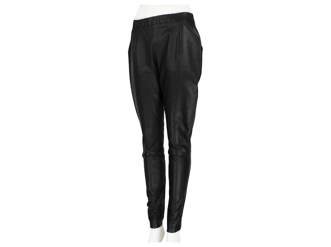 Pantalones Carrot de Cuero The Row Negro - vista 2