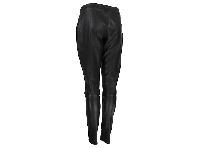 Pantalones Carrot de Cuero The Row Negro - vista 3
