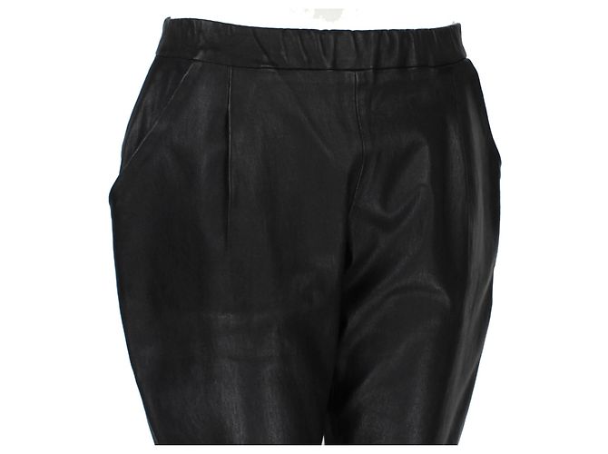 Pantalones Carrot de Cuero The Row Negro - vista 5