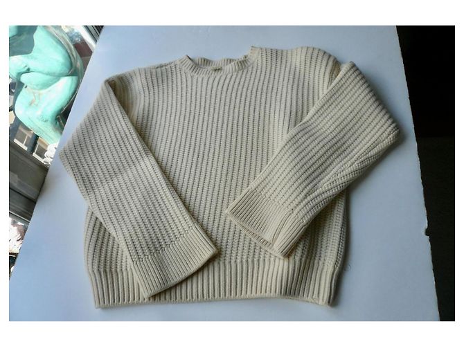 Hermès HERMES Kurzer Pullover aus Wolle in Creme Größe 36/38 in sehr gutem Zustand Roh - Ansicht 5