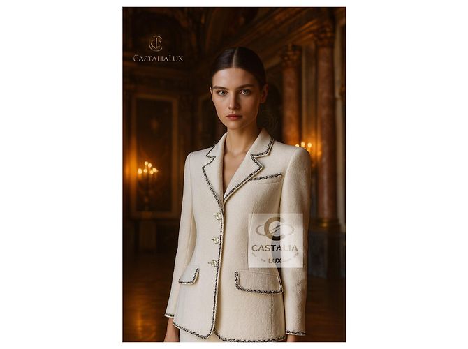 Chanel Ecru Tweed-Jacke Paris / Venedig 36 FR Roh - Ansicht 3