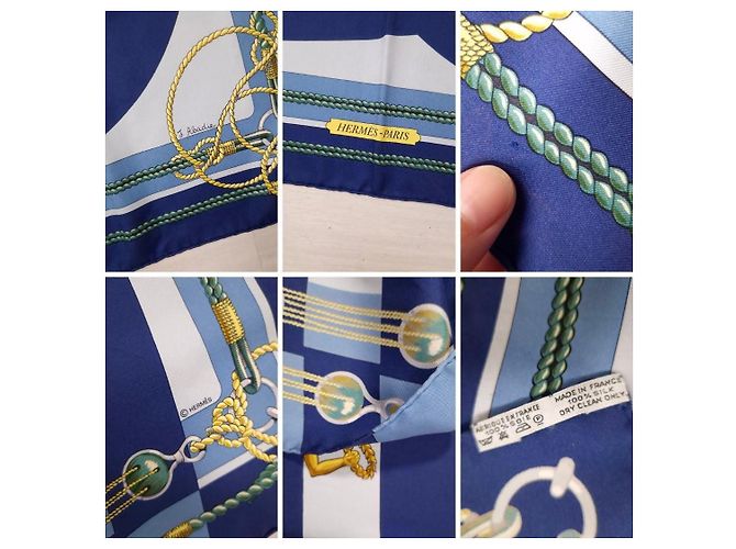 Lenço de seda Hermès Chateaux d'arriere de Julie Abadie Azul Multicor - vista 10